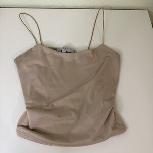 Gaze Tan Cream Asymmetrical Fitted Camisole